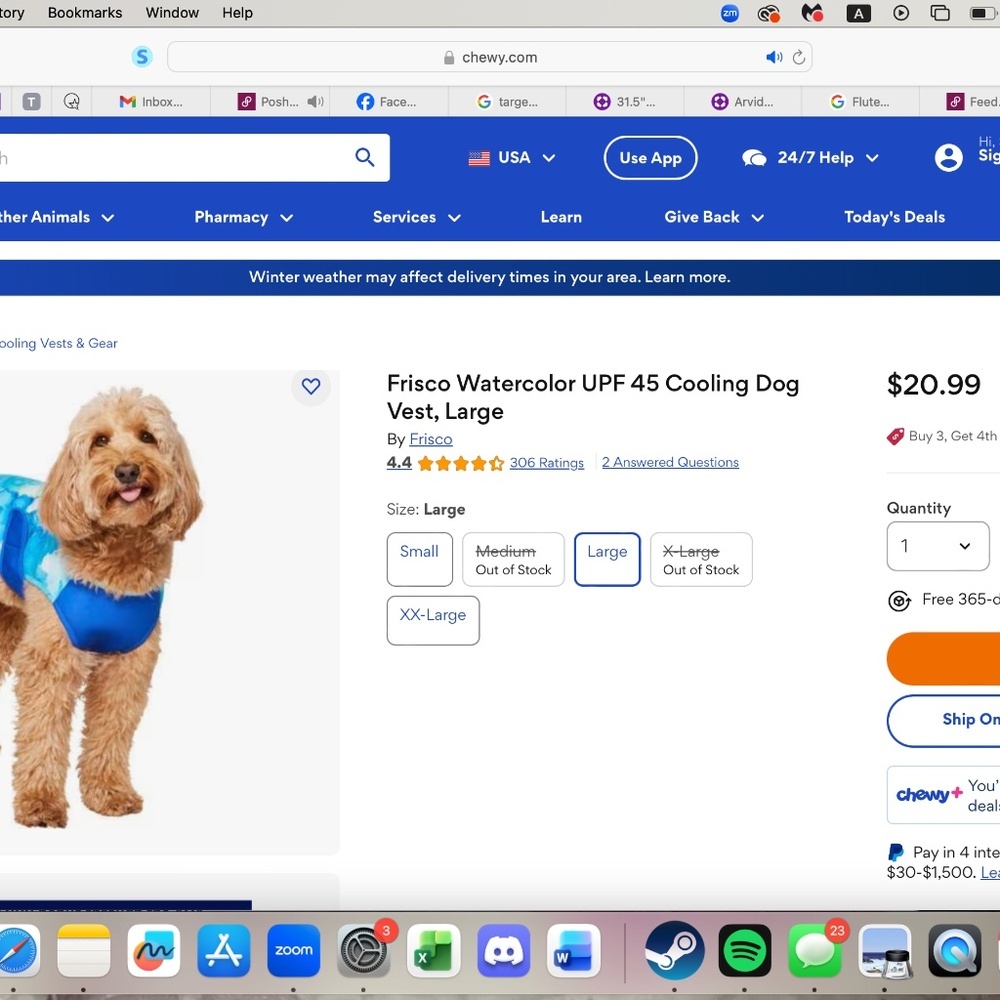 Frisco Cooling Vest Size Medium UPF Protection - Picture 2 of 2